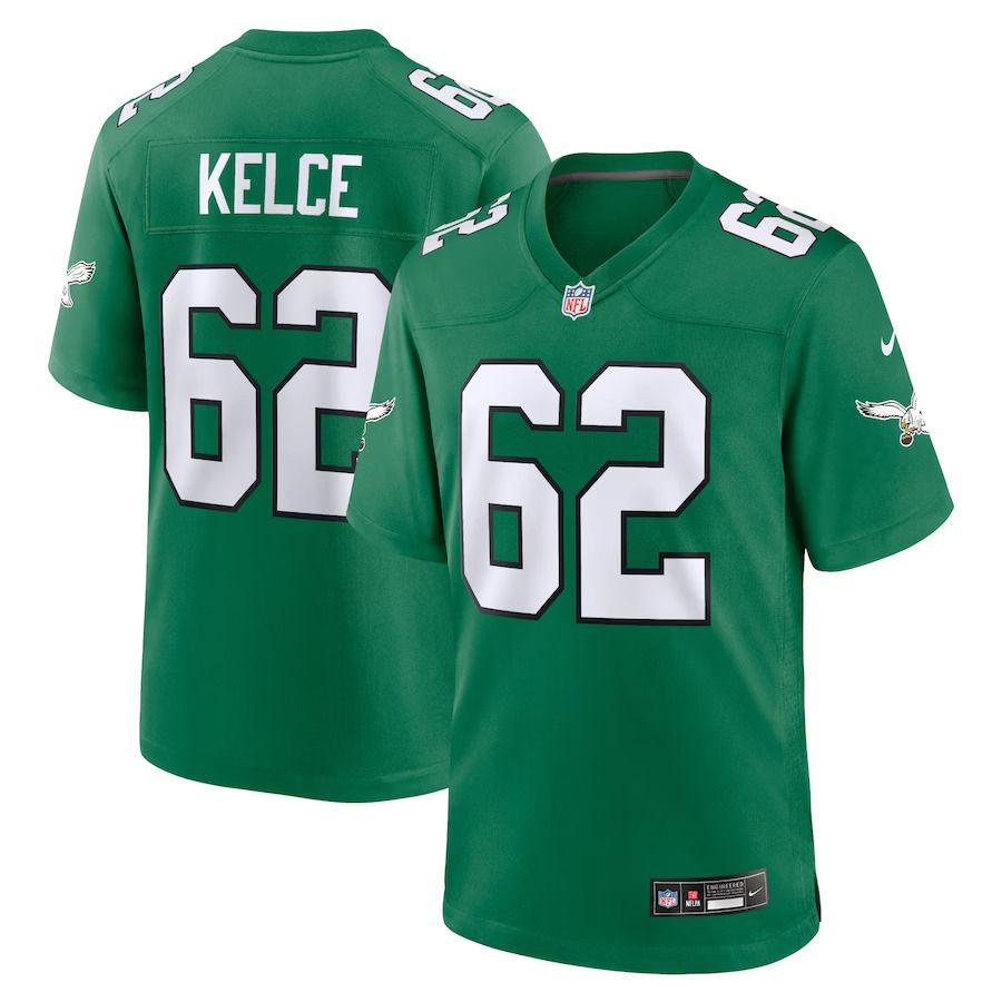 Men Philadelphia Eagles 62 Jason Kelce Nike Kelly Green Alternate Game Player NFL Jersey
